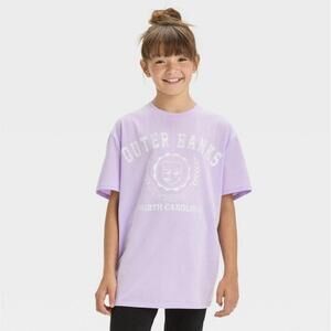 Girls Outer Banks Oversized Graphic T Shirt Art Class Lilac S Cl49